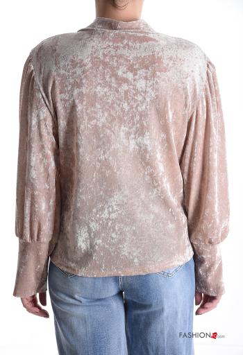 Velvet long sleeve Blouse with bow - ph 2