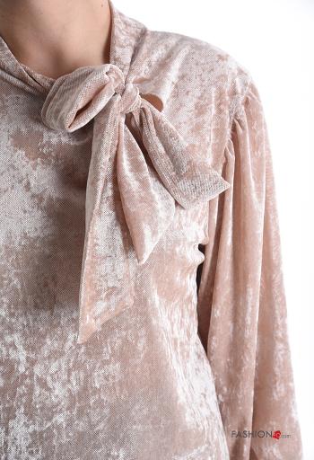 Velvet long sleeve Blouse with bow - ph 4
