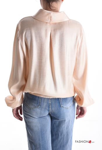 long sleeve Blouse with elastic plunging neckline with v-neck - ph 2