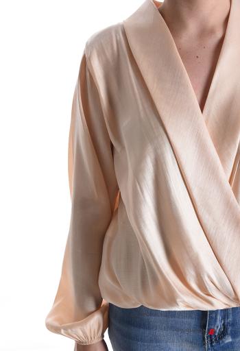 long sleeve Blouse with elastic plunging neckline with v-neck - ph 4