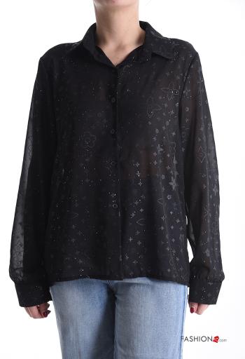 Patterned long sleeve with collar chiffon Shirt with buttons - ph 1