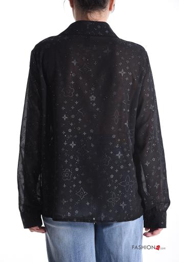 Patterned long sleeve with collar chiffon Shirt with buttons - ph 2