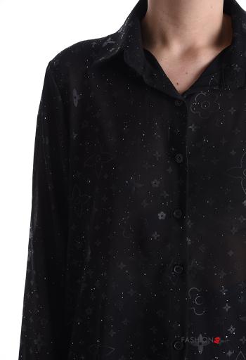 Patterned long sleeve with collar chiffon Shirt with buttons - ph 4