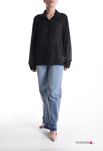 Patterned long sleeve with collar chiffon Shirt with buttons - ph 5