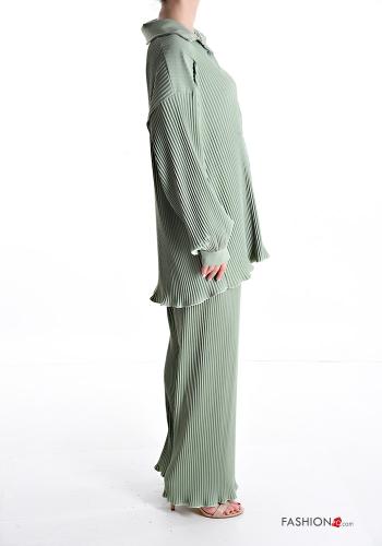 plissiert wide leg zweiteilige Set mit Knöpfen mit gummizug - ph 3
