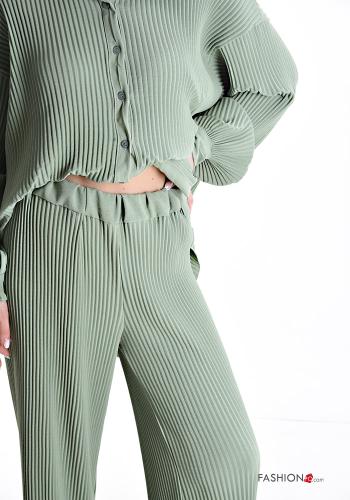 plissiert wide leg zweiteilige Set mit Knöpfen mit gummizug - ph 4