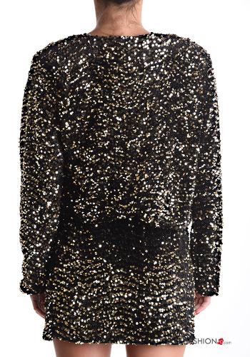 Giacca in velluto corto con paillettes con fiocco - ph 2