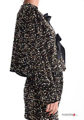 Giacca in velluto corto con paillettes con fiocco - ph 3