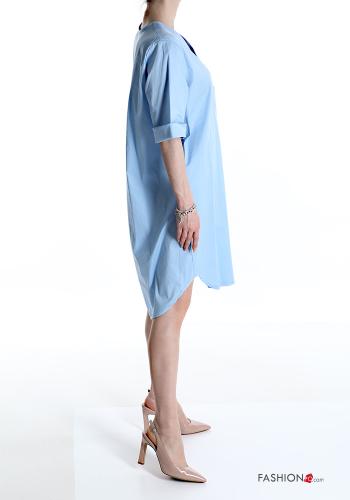 Cotton Dress with pockets with v-neck - ph 3