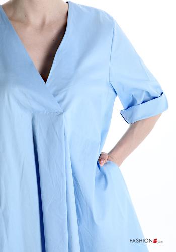 Cotton Dress with pockets with v-neck - ph 4