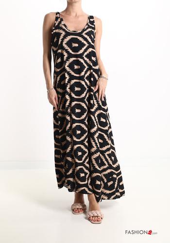 Geometric pattern Sleeveless Dress with pockets - ph 1