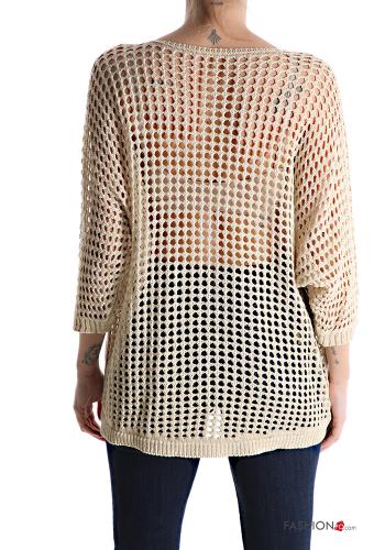 oversized fishnet Cotton Sweater with v-neck - ph 2