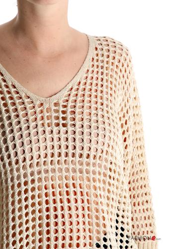oversized fishnet Cotton Sweater with v-neck - ph 4
