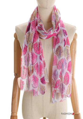 Leaf print lurex Scarf