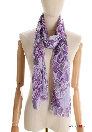 Leaf print lurex Scarf - ph 1