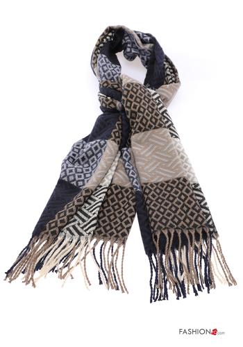Geometric pattern Scarf with fringe - ph 1
