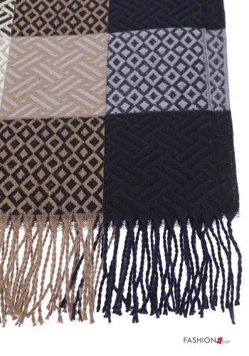 Geometric pattern Scarf with fringe - ph 3