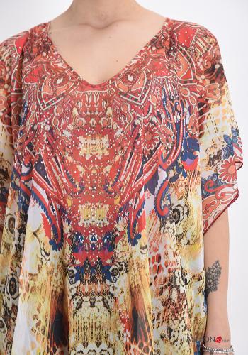 Bedrucktes Strandkleid mit V-Ausschnitt - ph 4