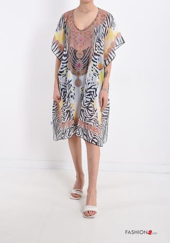 Tiermuster Strandkleid mit V-Ausschnitt - ph 1