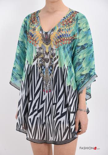 Tunique de plage Imprimé à rayures à col en V - ph 1