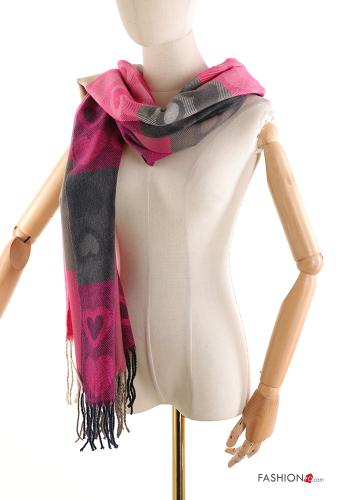 Bufanda estampado de corazón con flecos