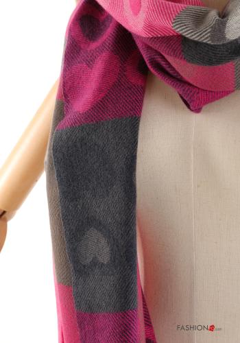 Bufanda estampado de corazón con flecos - ph 3