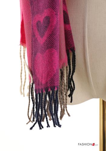 Bufanda estampado de corazón con flecos - ph 4