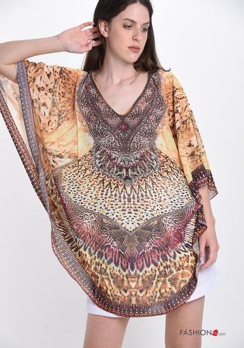 Strandkleid mit V-Ausschnitt mit Strasssteinen - ph 1
