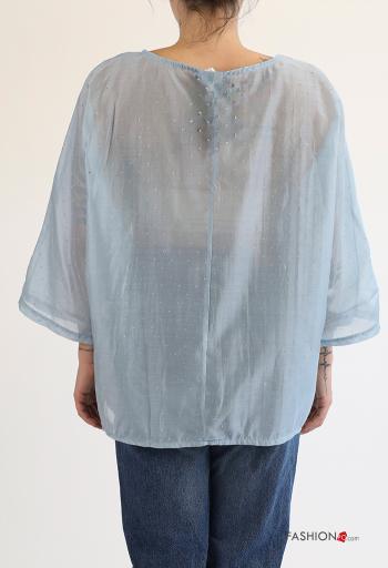 Blusa maniche lunghe girocollo con strass - ph 2