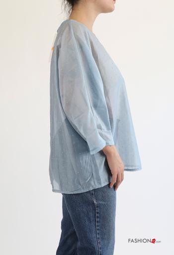 Blusa maniche lunghe girocollo con strass - ph 3