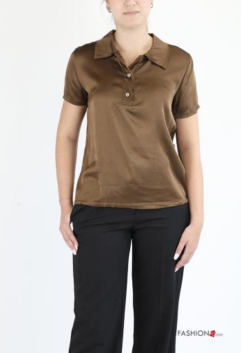 Camisa Polo cetim manga curta com gola com botões - ph 1