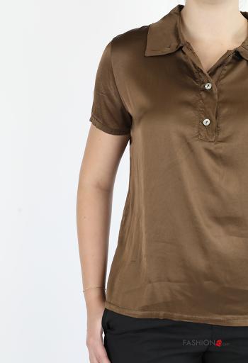 Camisa Polo cetim manga curta com gola com botões - ph 4