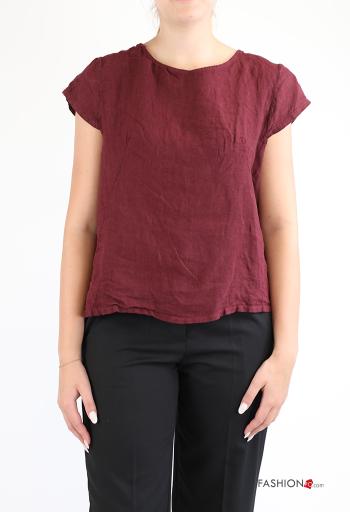 T-shirt in Lino maniche corte girocollo