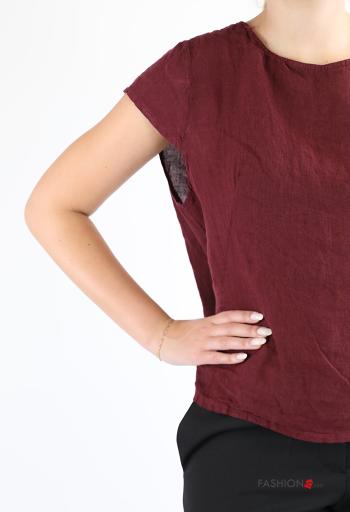 T-shirt in Lino maniche corte girocollo - ph 4