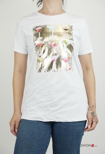 T-shirt in Cotone maniche corte girocollo Fantasia stampata