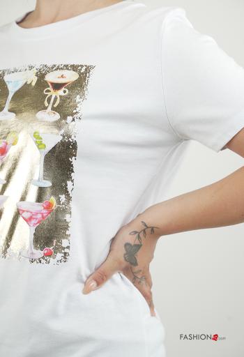 T-shirt in Cotone maniche corte girocollo Fantasia stampata - ph 4