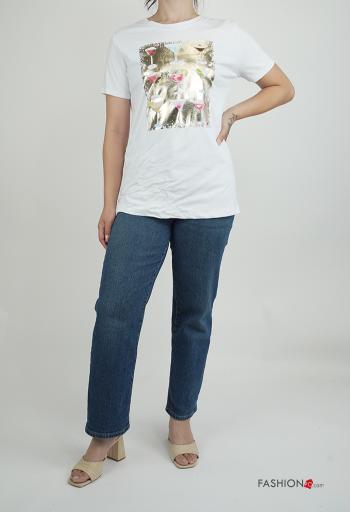 T-shirt in Cotone maniche corte girocollo Fantasia stampata - ph 5