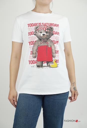T-shirt in Cotone maniche corte girocollo Fantasia stampata