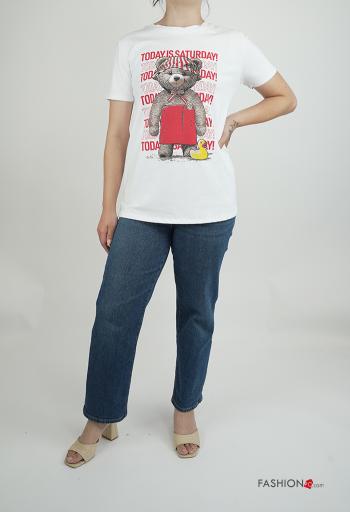 T-shirt in Cotone maniche corte girocollo Fantasia stampata - ph 5