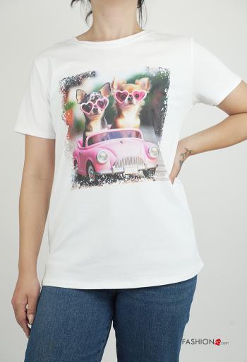 T-shirt in Cotone maniche corte girocollo Fantasia stampata