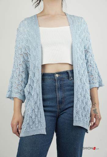 Gilet manches longues lurex au crochet à broderie - ph 1