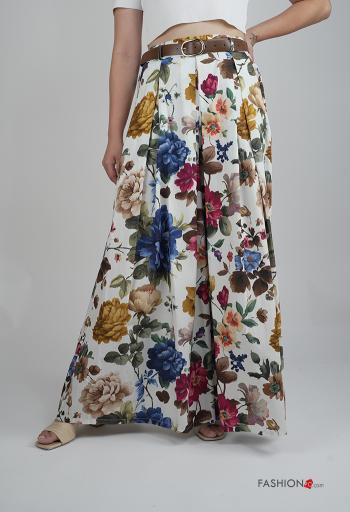 wide leg Hose aus Baumwolle mit Gürtel mit Taschen