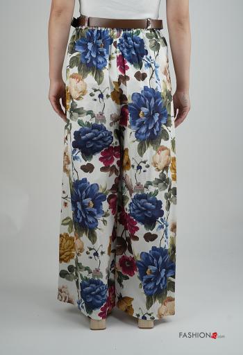 wide leg Hose aus Baumwolle mit Gürtel mit Taschen - ph 2
