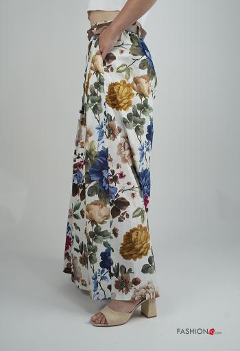 wide leg Hose aus Baumwolle mit Gürtel mit Taschen - ph 3