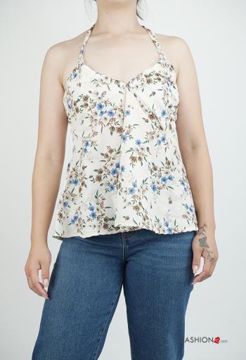 Top in Cotone senza maniche scollato sulla schiena Fantasia mista