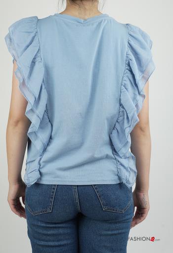T-shirt in Cotone maniche corte girocollo con balze - ph 2