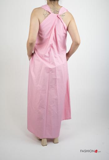 Abito in Cotone lungo oversize senza maniche con tasche con nodo - ph 2