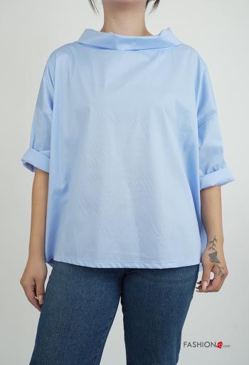 Blusa in Cotone con colletto maniche a tre quarti - ph 1