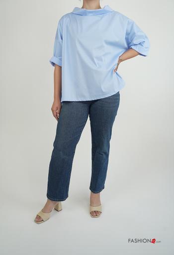 Blusa in Cotone con colletto maniche a tre quarti - ph 5