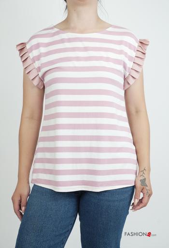 Striped short sleeve crew neck T-shirt